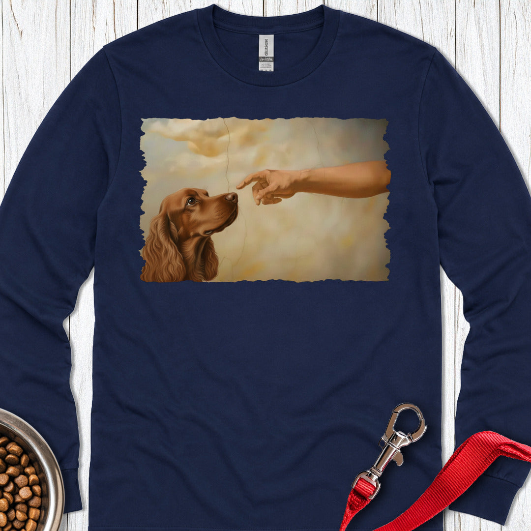 God Creates Red Cocker Spaniel Long Sleeve — Navy