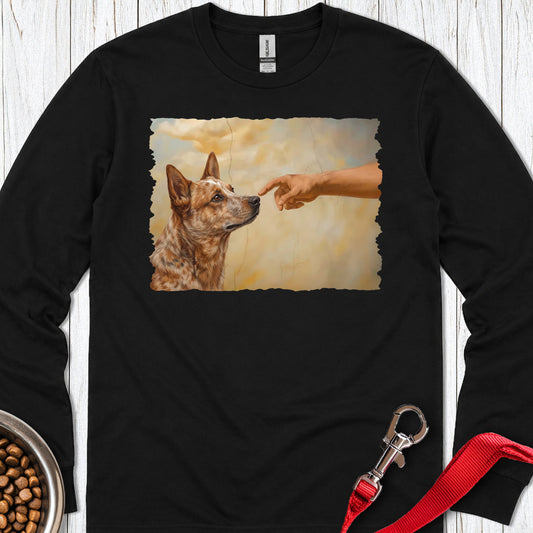 God Creates Red Heeler Long Sleeve — Black