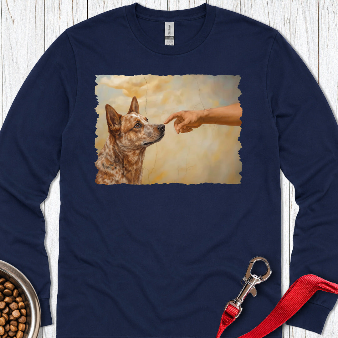 God Creates Red Heeler Long Sleeve — Navy