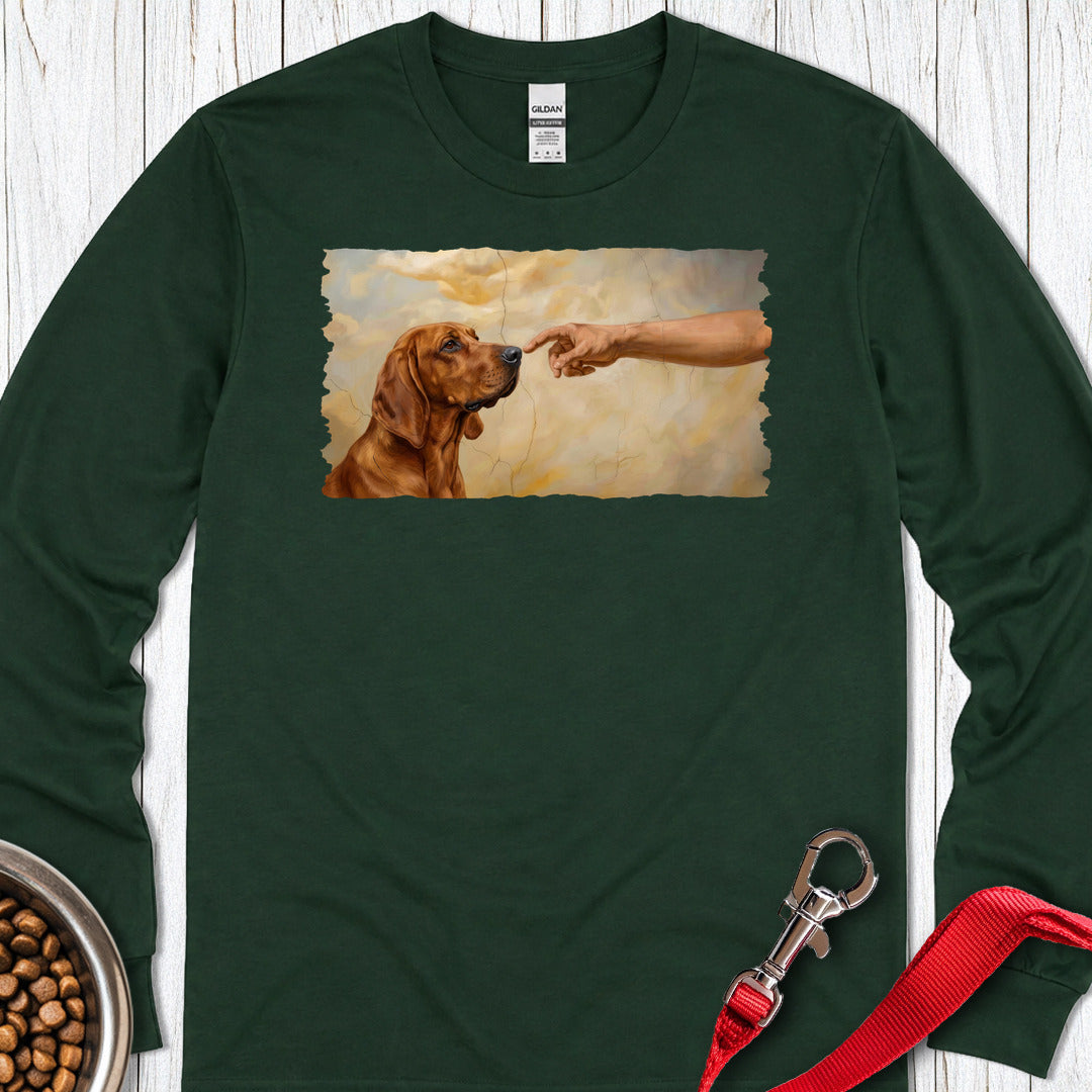 God Creates Redbone Coonhound Long Sleeve — Forest Green