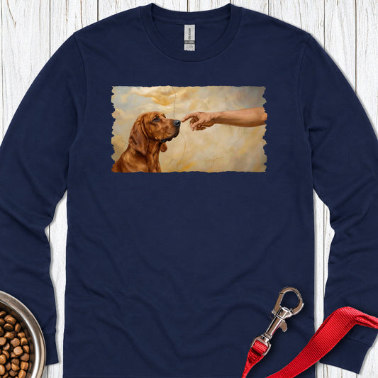 God Creates Redbone Coonhound Long Sleeve — Navy