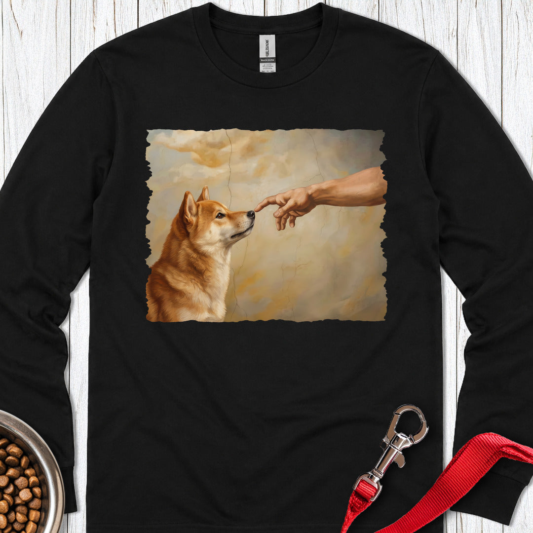 God Creates Shiba Inu Long Sleeve — Black