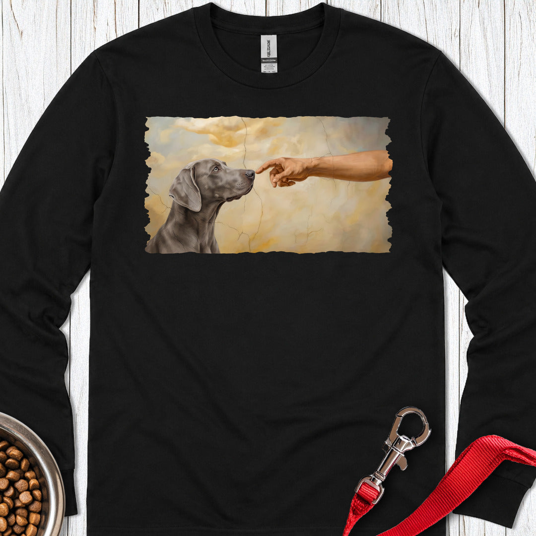 God Creates Weimaraner Long Sleeve — Black