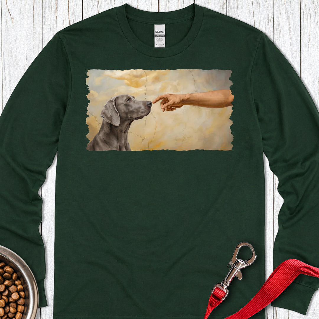 God Creates Weimaraner Long Sleeve — Forest Green