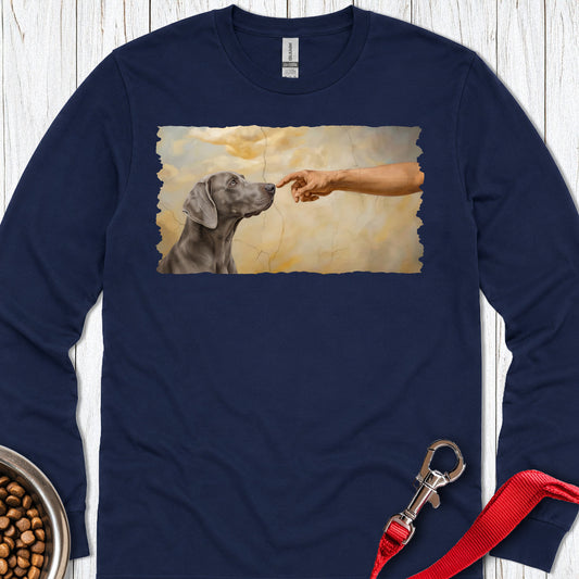 God Creates Weimaraner Long Sleeve — Navy