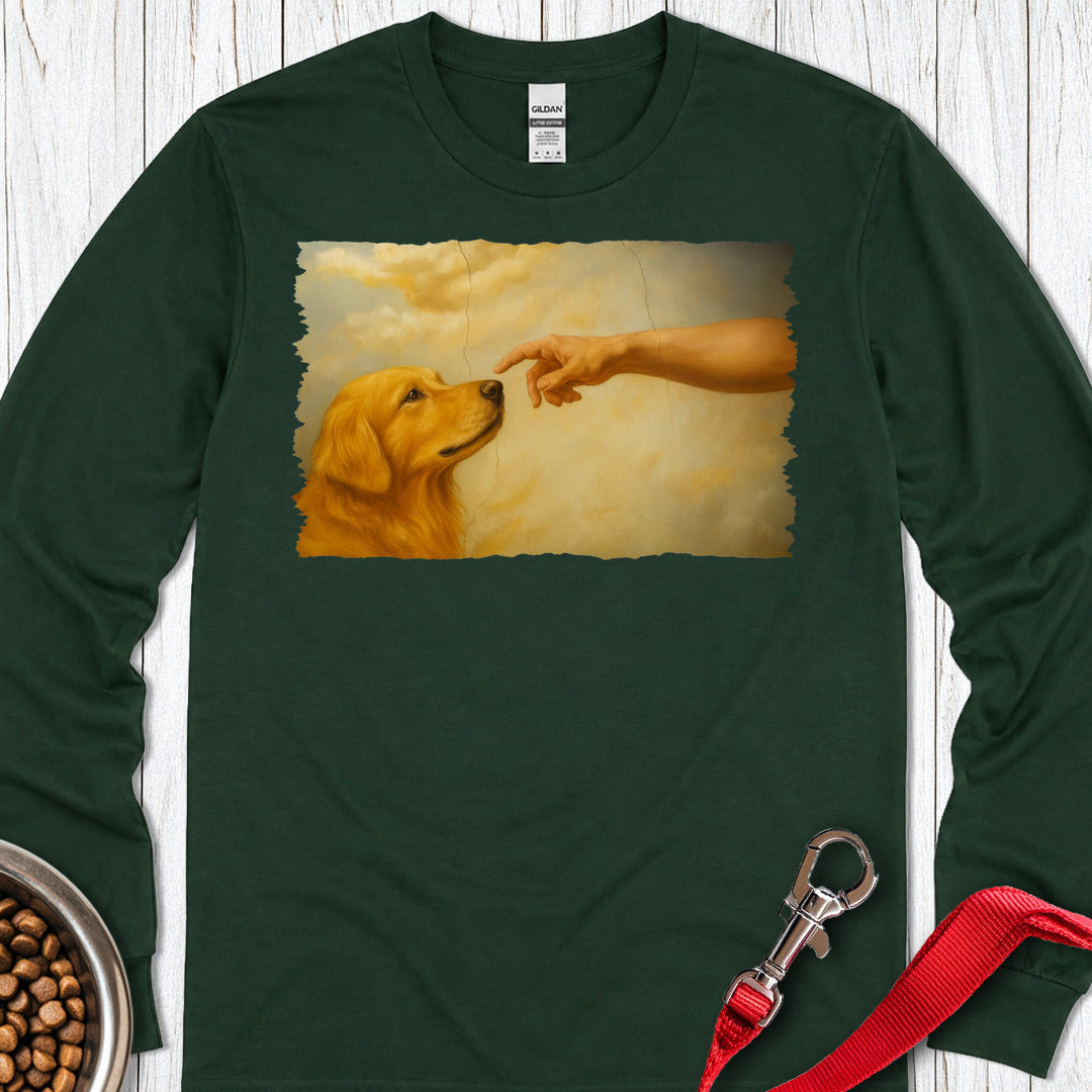 Gods Creates Golden Retriever Long Sleeve — Forest Green