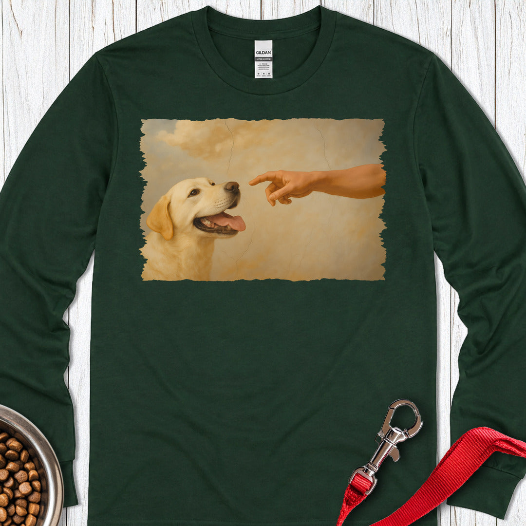 Gods Creates Yellow Labrador Long Sleeve — Forest Green