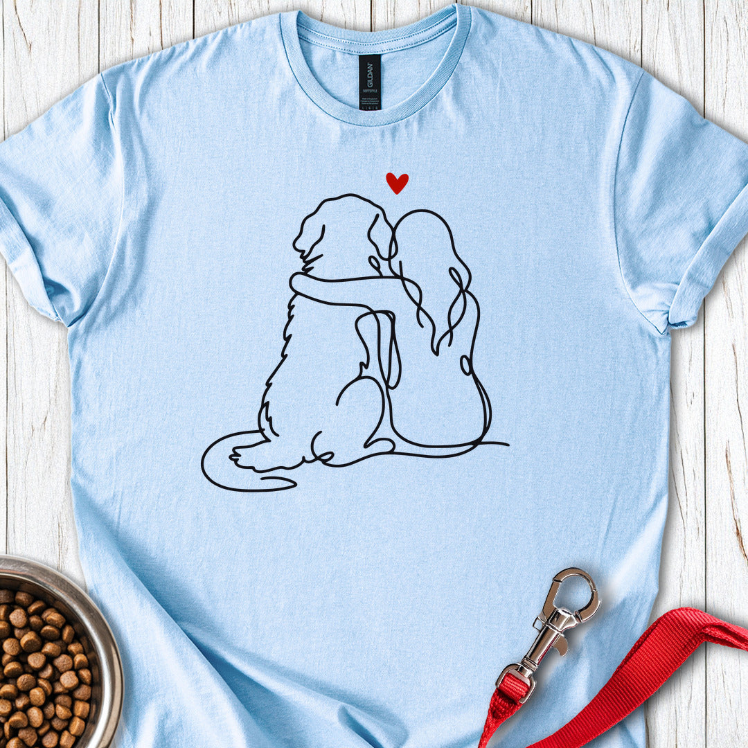 Golden Retriever and Girl Pink — Light Blue