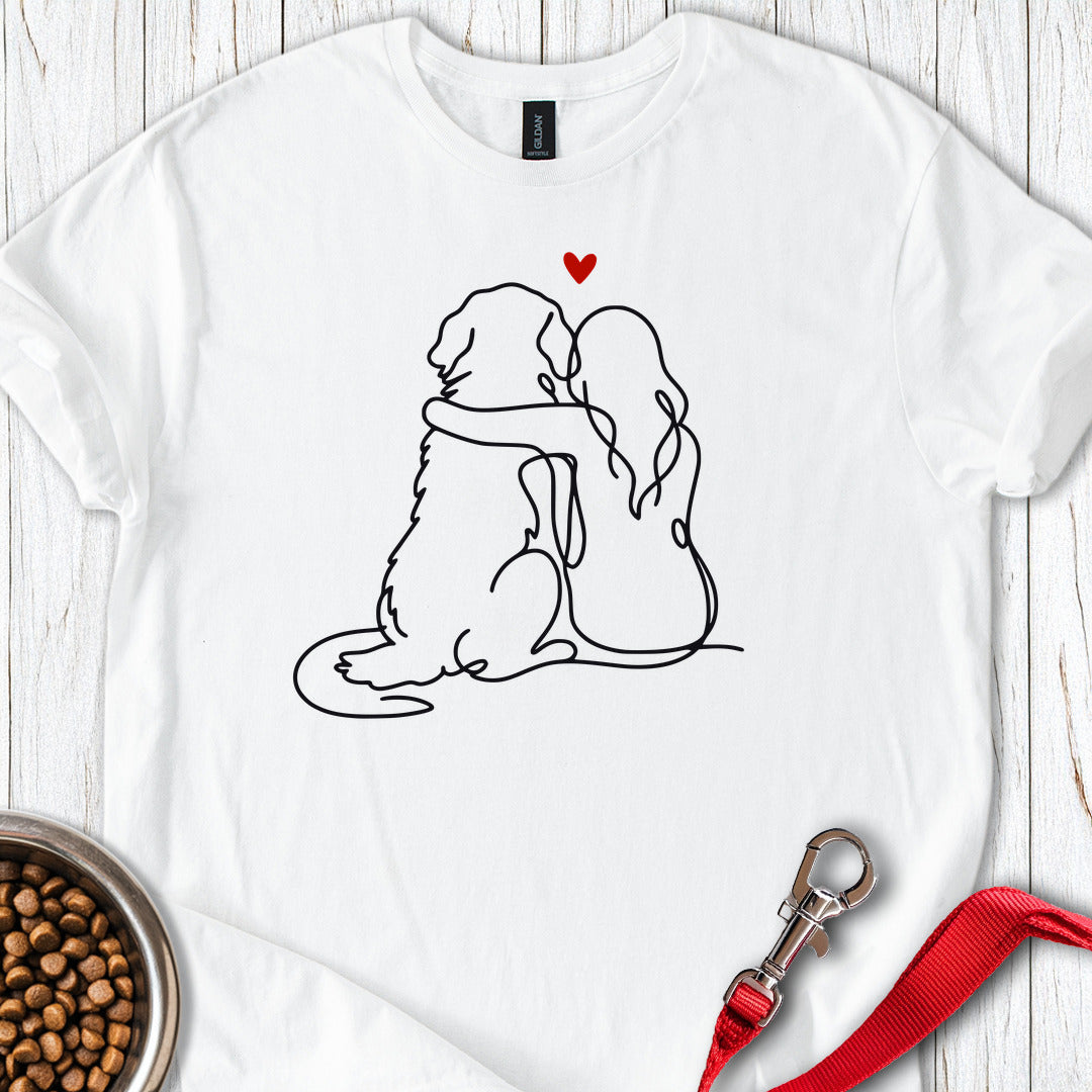 Golden Retriever and Girl Pink — White