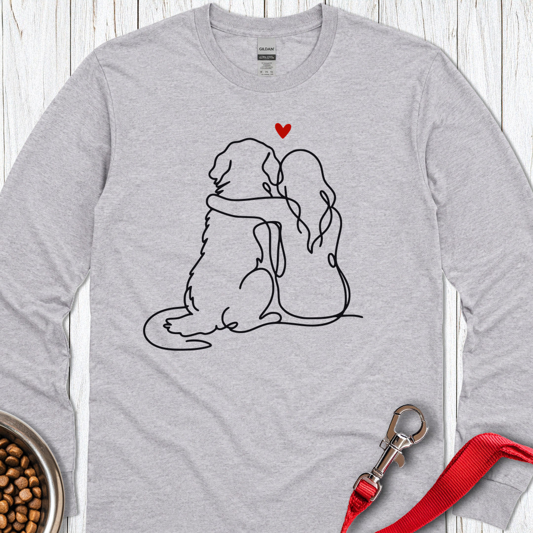 Golden Retriever and Girl Pink Long Sleeve — Sport Grey