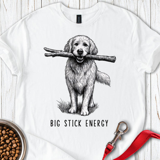 Golden Retriever Big Stick Energy White