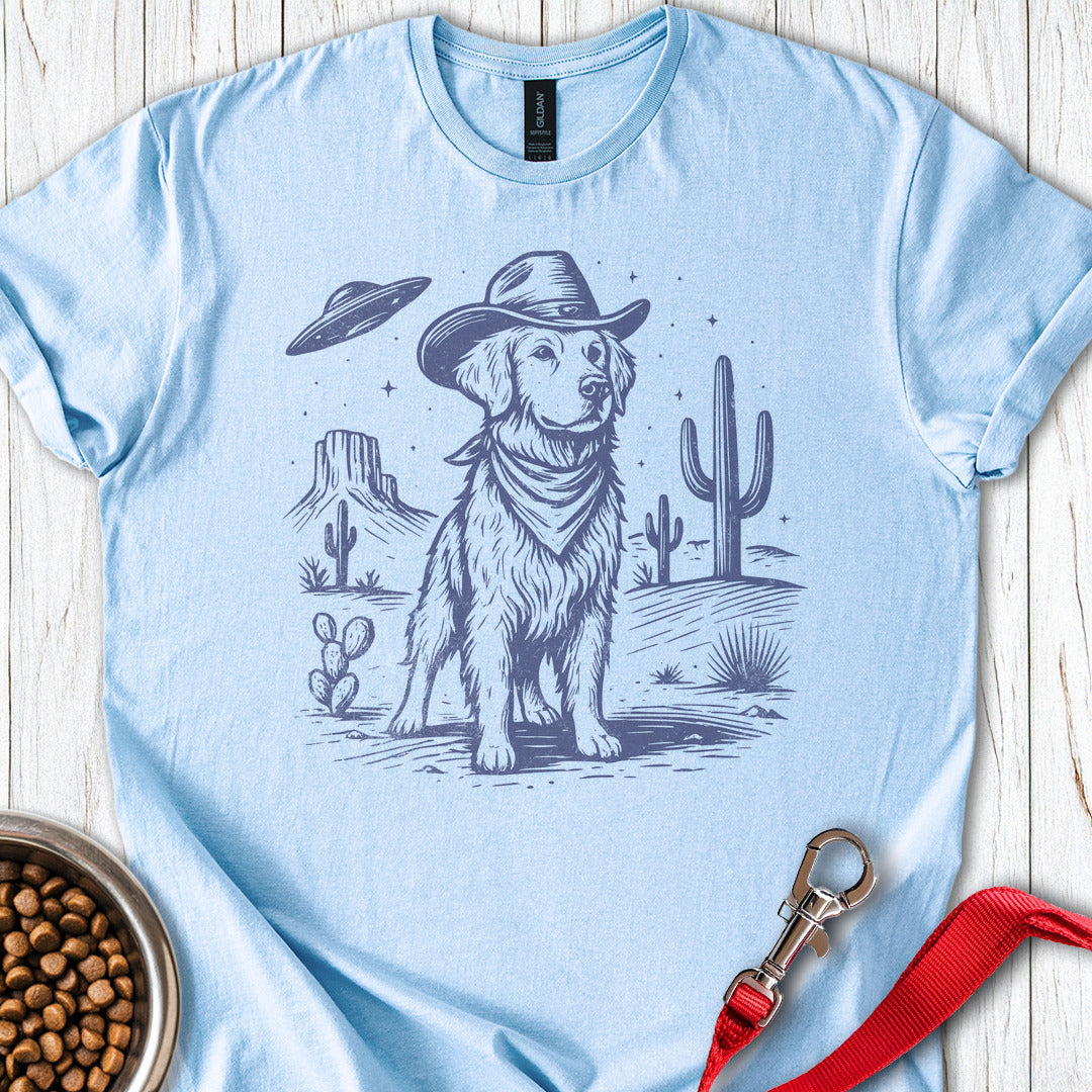 Golden Retriever Cowboy UFO Light Blue