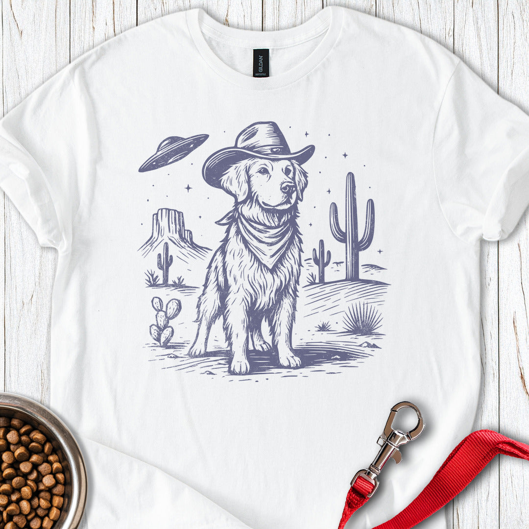 Golden Retriever Cowboy UFO White