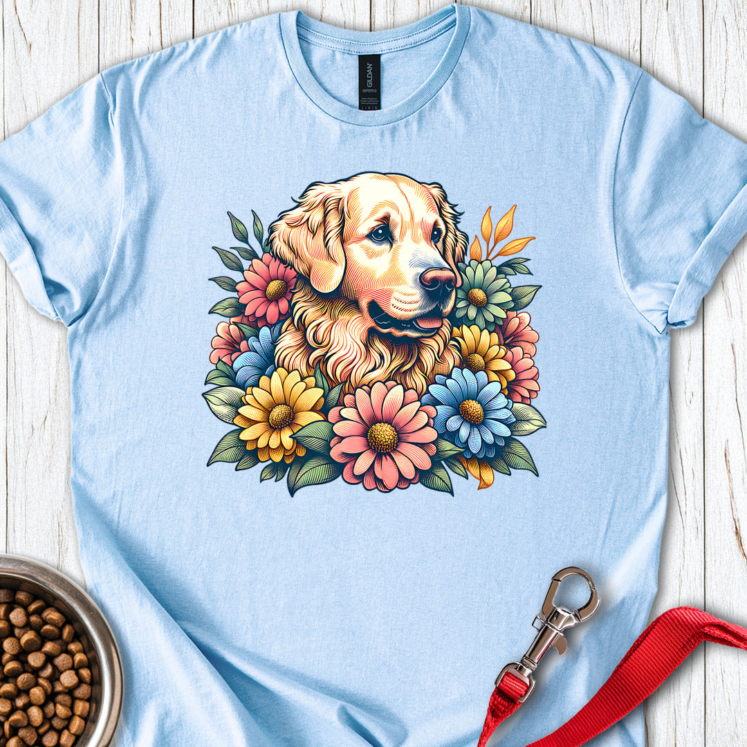 Golden Retriever Flower Light Blue