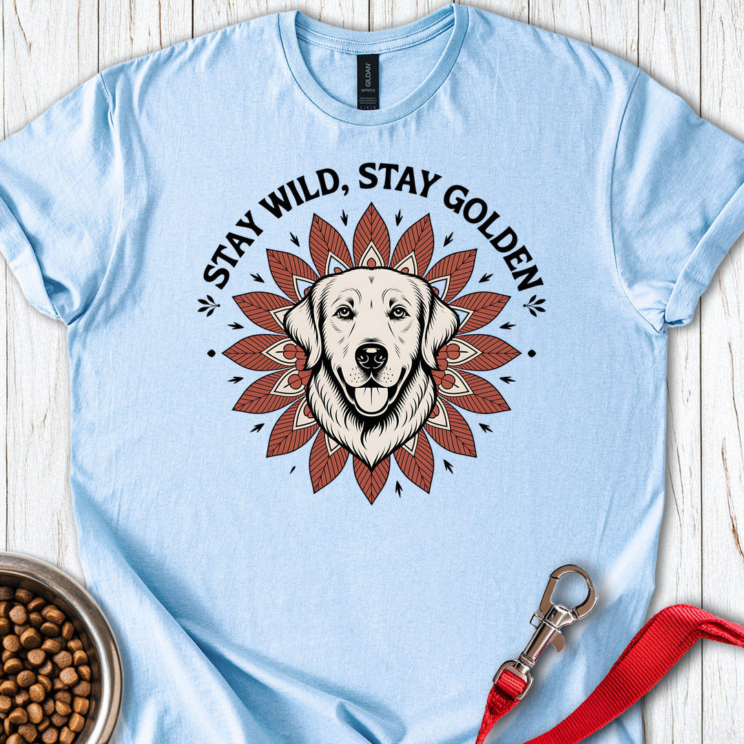 Golden Retriever Flower Light Blue