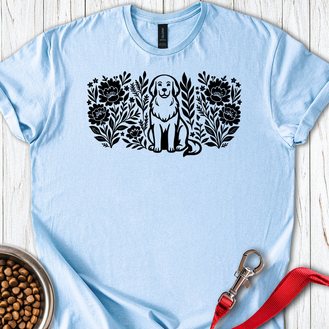 Golden Retriever Flower Light Blue