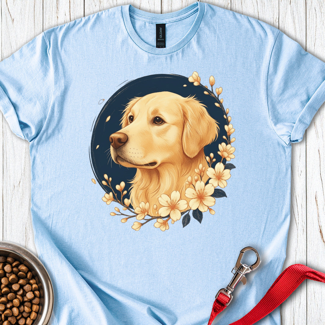Golden Retriever Flower Light Blue