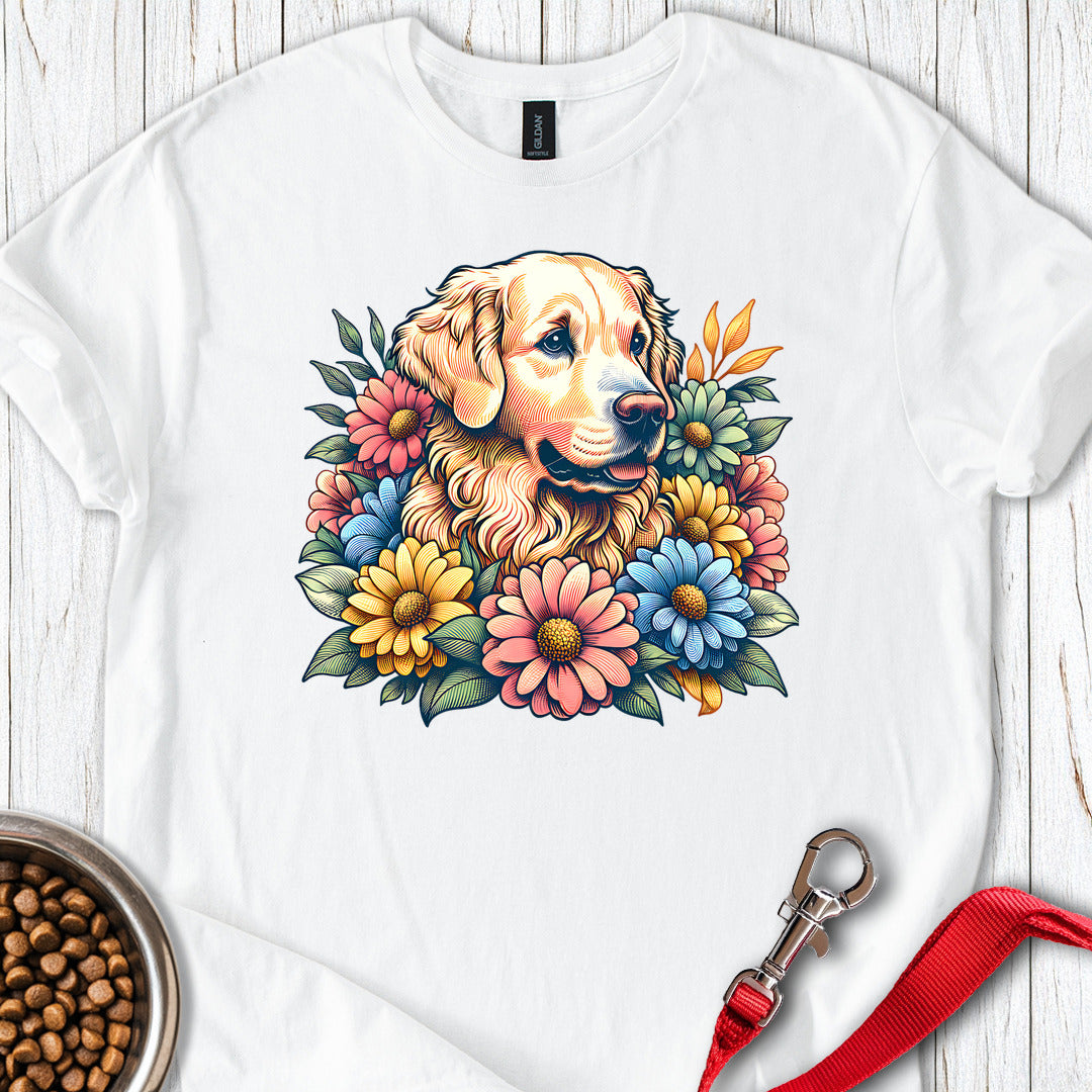 Golden Retriever Flower White