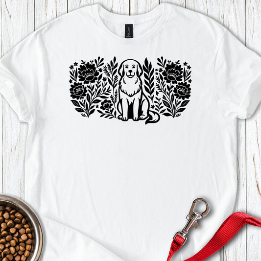 Golden Retriever Flower White