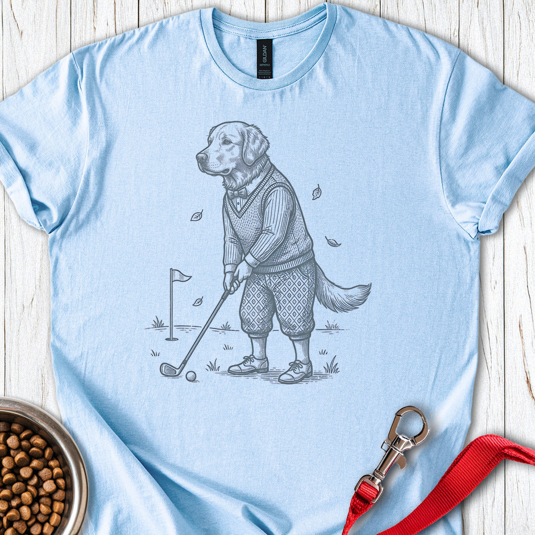 Golden Retriever Golfer Light Blue
