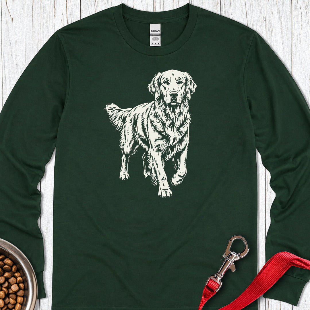 Golden Retriever Graphic Long Sleeve — Forest Green