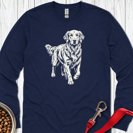 Golden Retriever Graphic Long Sleeve — Navy