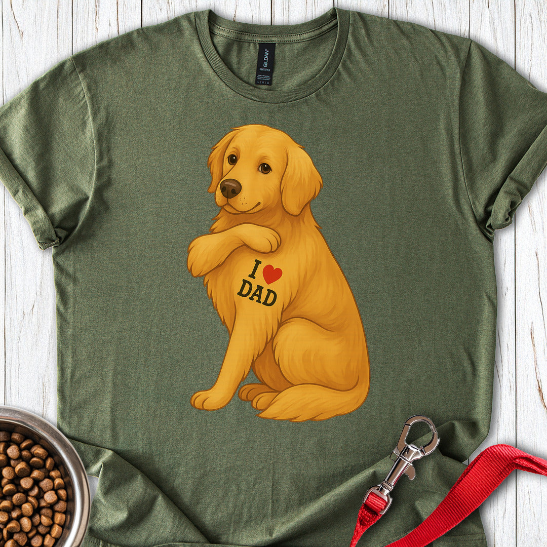 Golden Retriever I Love Dad Military Green