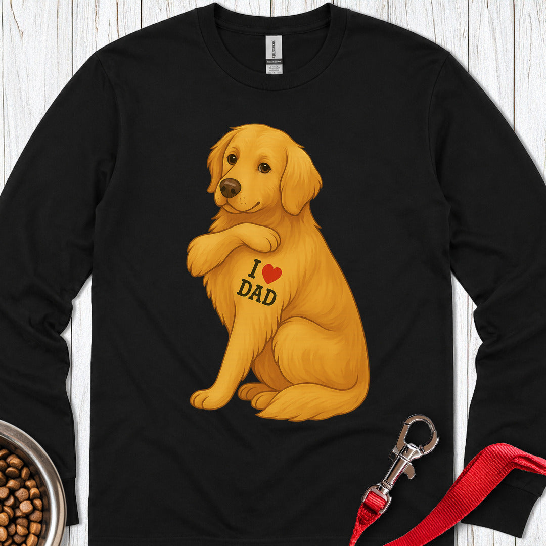 Golden Retriever I Love Dad Long Sleeve — Black
