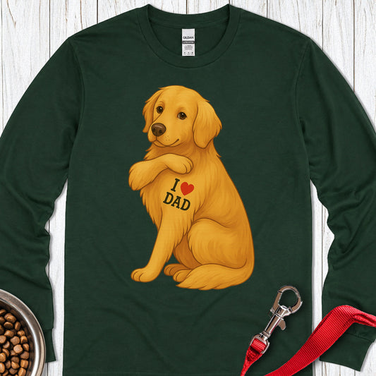 Golden Retriever I Love Dad Long Sleeve — Forest Green