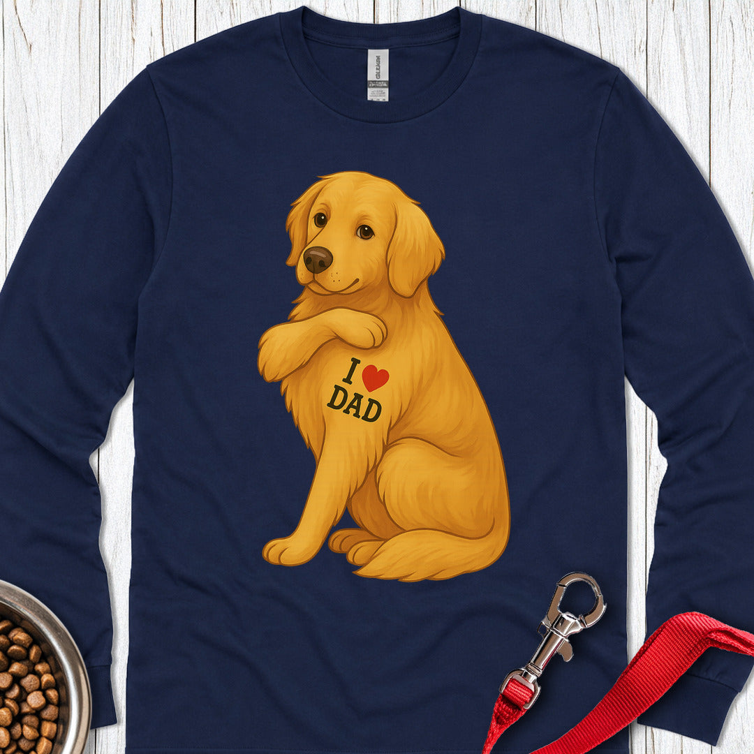 Golden Retriever I Love Dad Long Sleeve — Navy