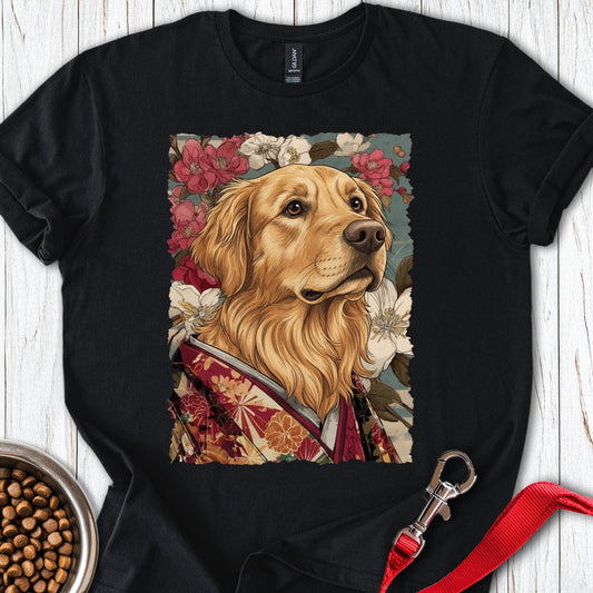 Golden Retriever Japanese Art Black
