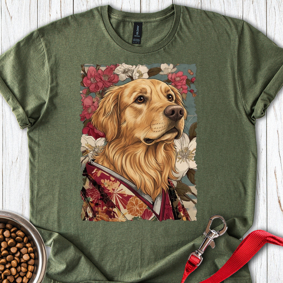 Golden Retriever Japanese Art Military Green