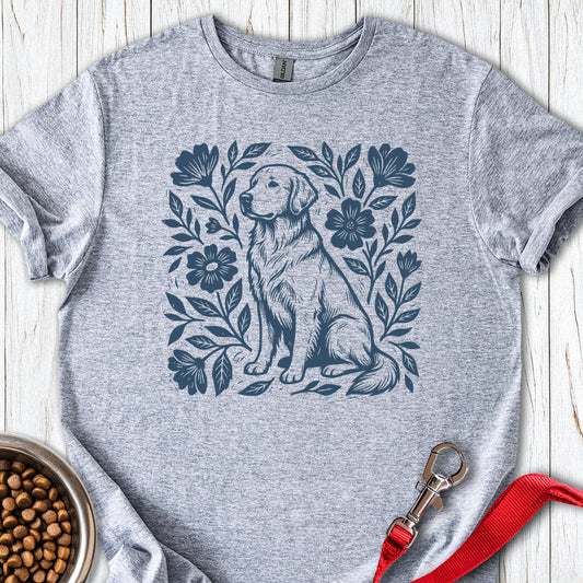 Golden Retriever Linocut Sport Grey