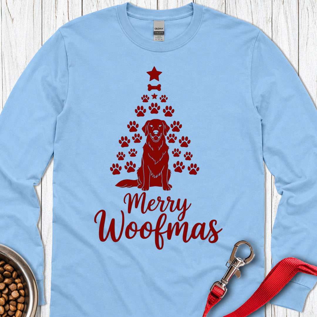 Golden Retriever Merry Woofmas Christmas Long Sleeve — Carolina Blue