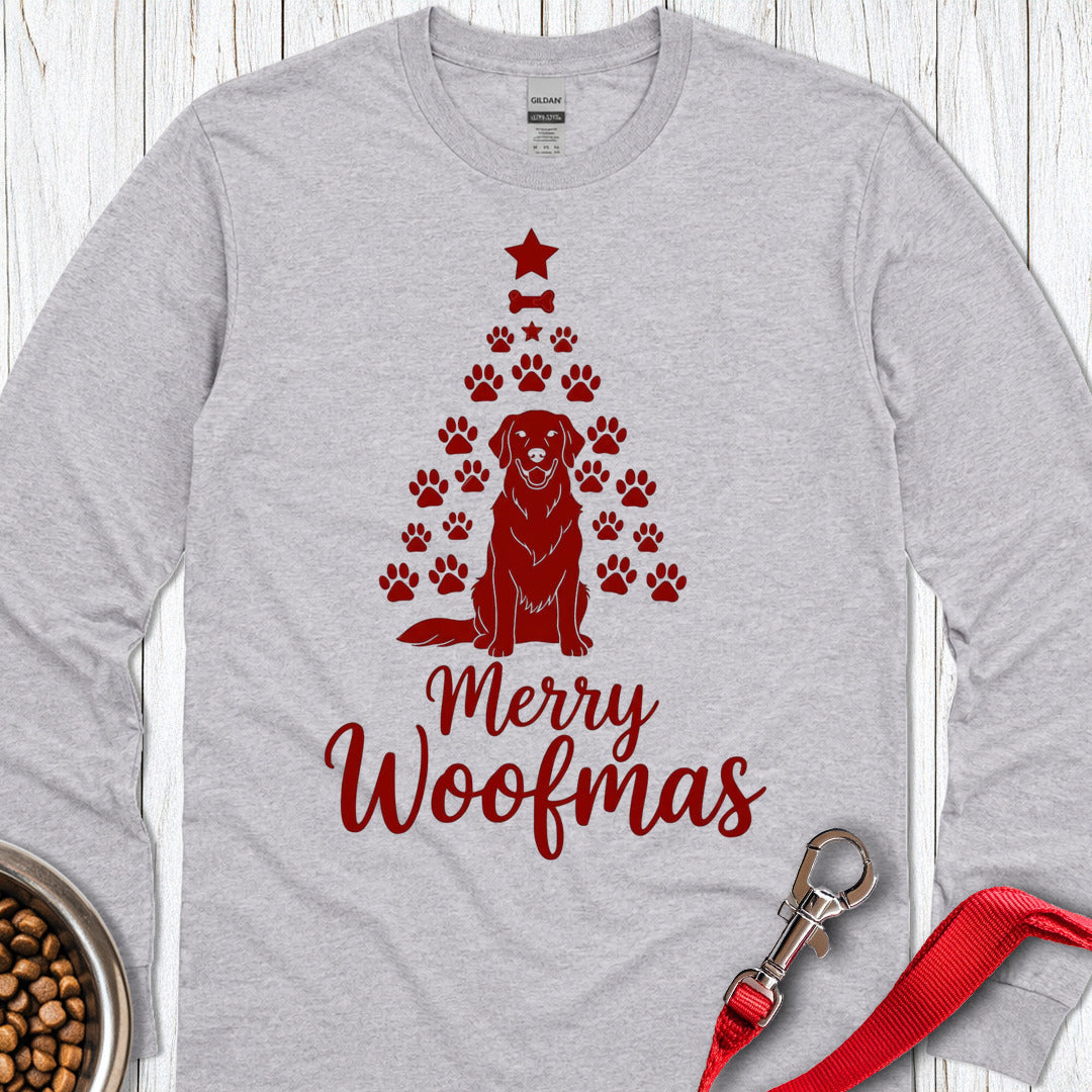 Golden Retriever Merry Woofmas Christmas Long Sleeve — Sport Grey