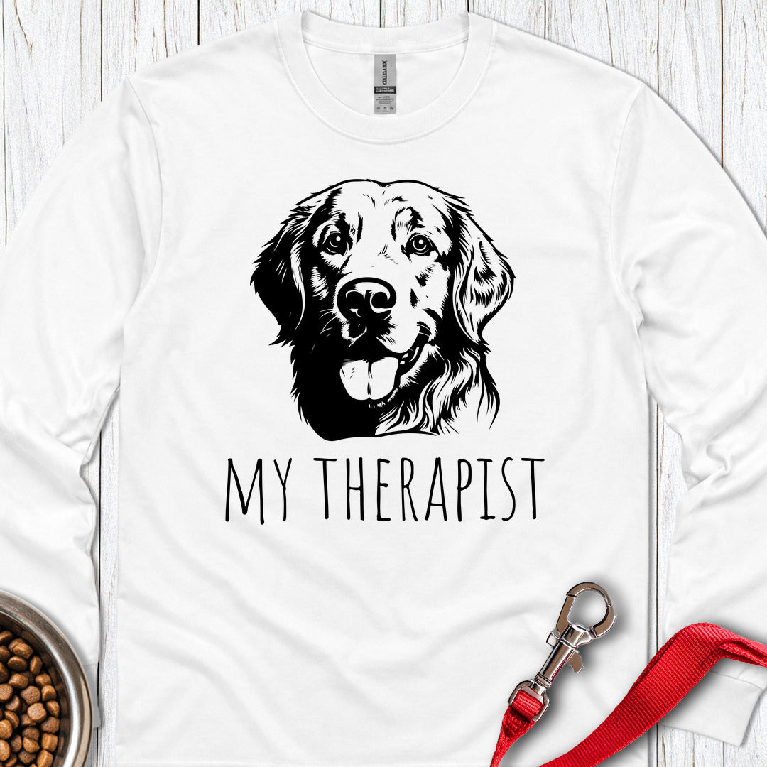 Golden Retriever My Therapist Long Sleeve — White