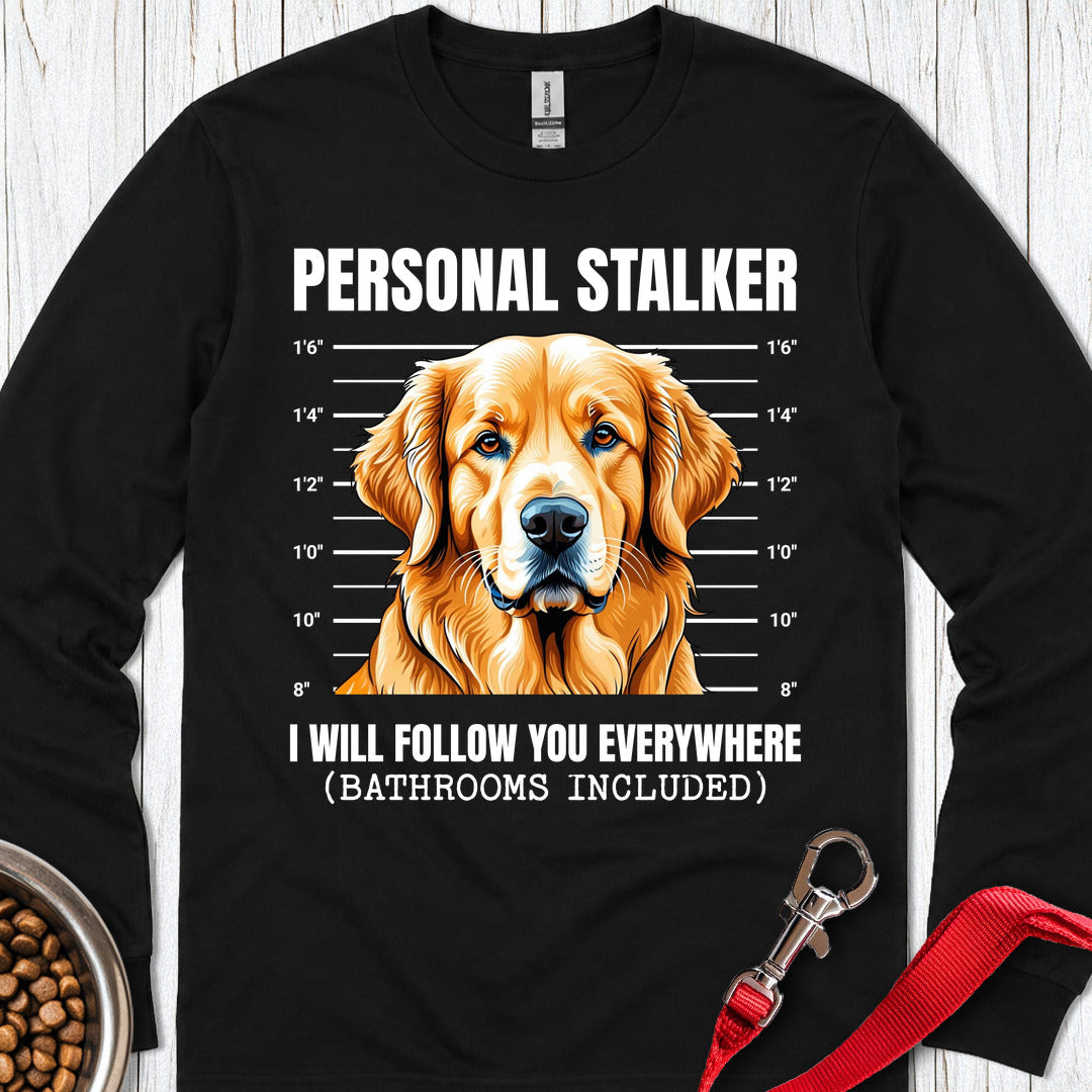 Golden Retriever Personal Stalker Long Sleeve — Black