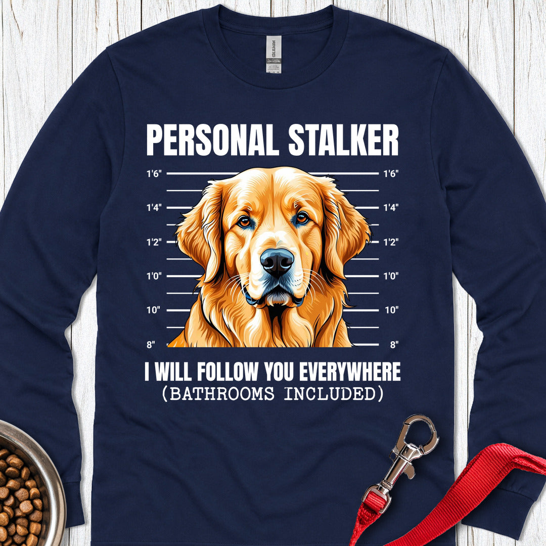 Golden Retriever Personal Stalker Long Sleeve — Navy