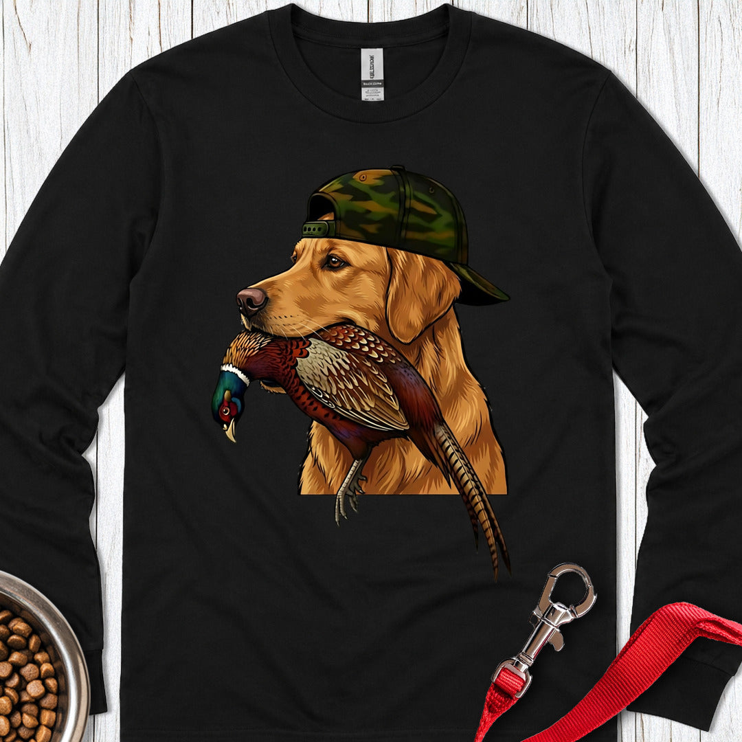 Golden Retriever Pheasant Hunter Long Sleeve — Black