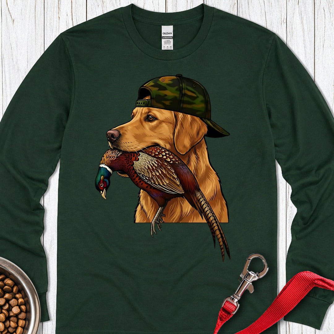 Golden Retriever Pheasant Hunter Long Sleeve — Forest Green