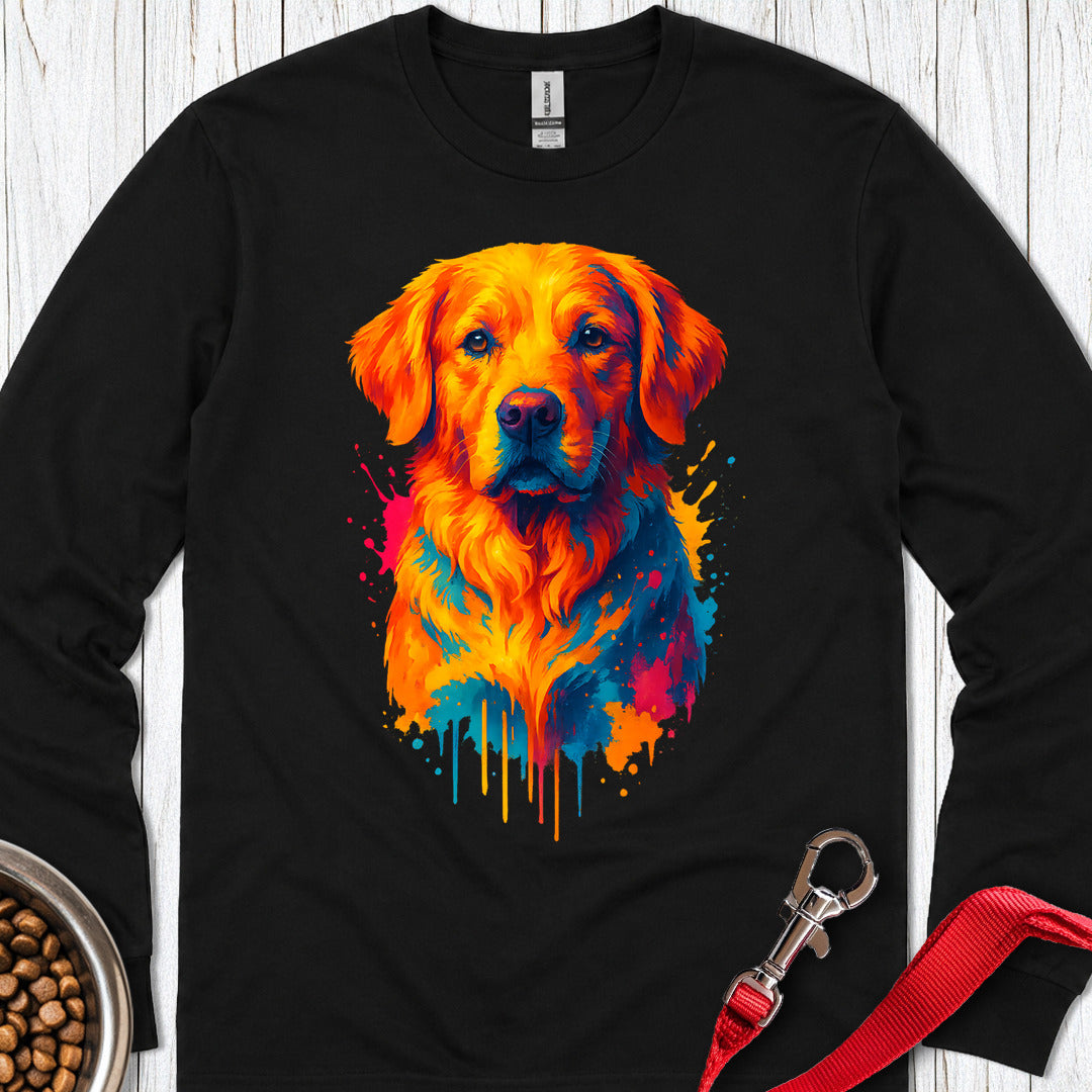Golden Retriever Portrait Long Sleeve — Black