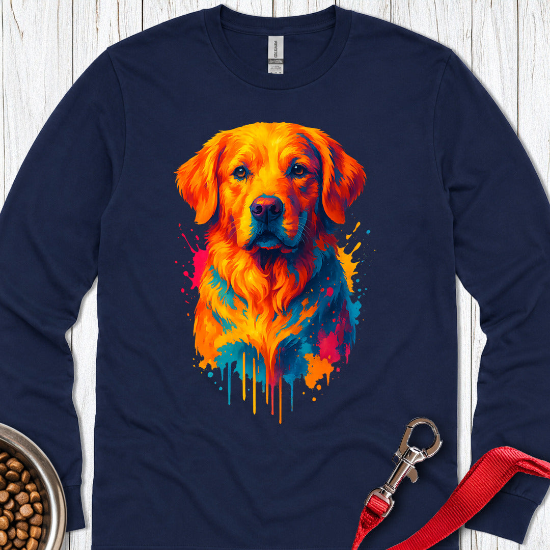 Golden Retriever Portrait Long Sleeve — Navy