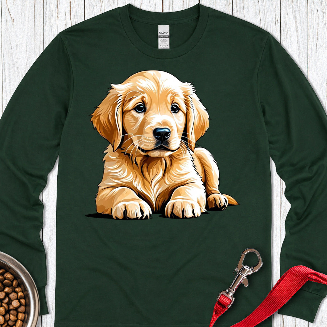 Golden Retriever Puppy Long Sleeve — Forest Green