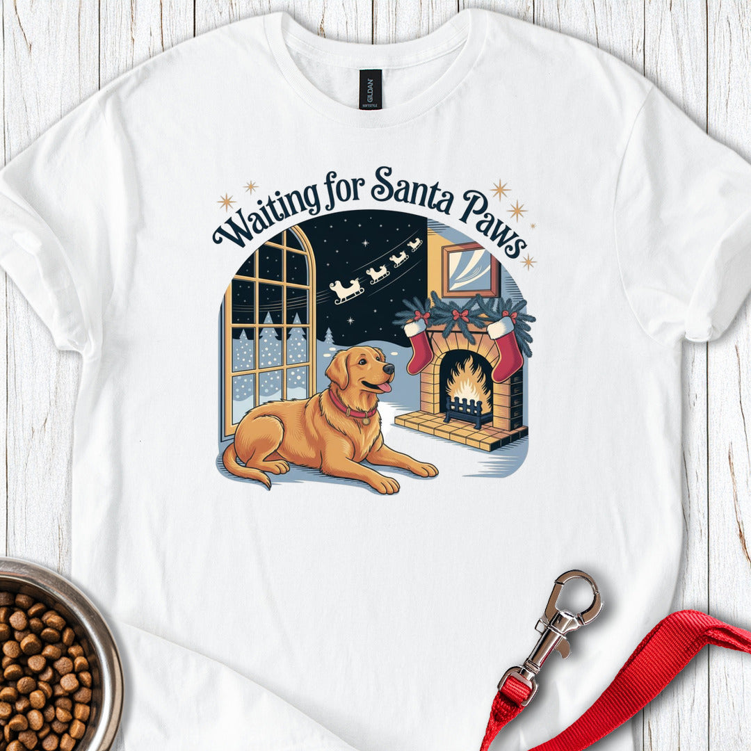 Golden Retriever Santa Paws Christmas White