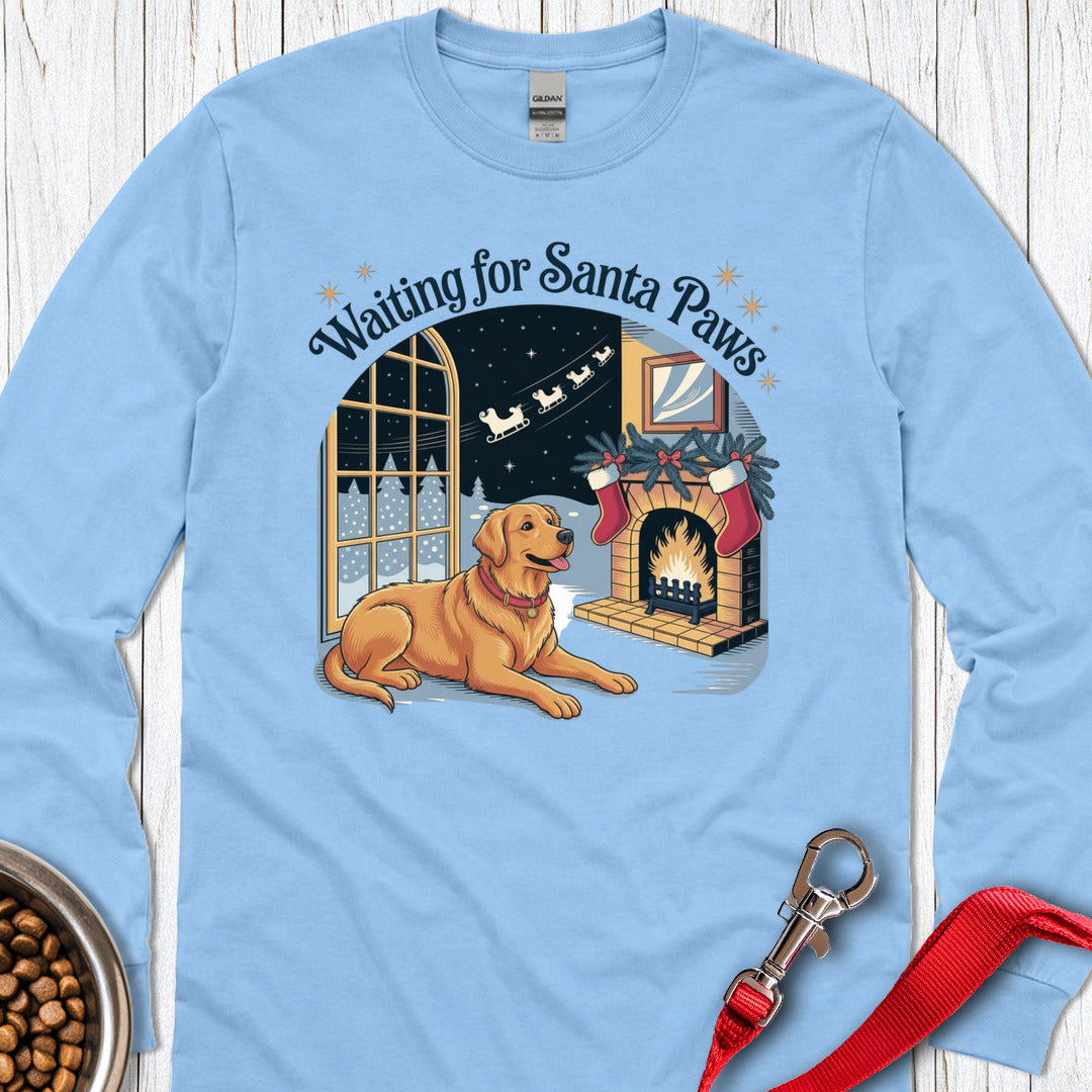 Golden Retriever Santa Paws Christmas Long Sleeve — Carolina Blue