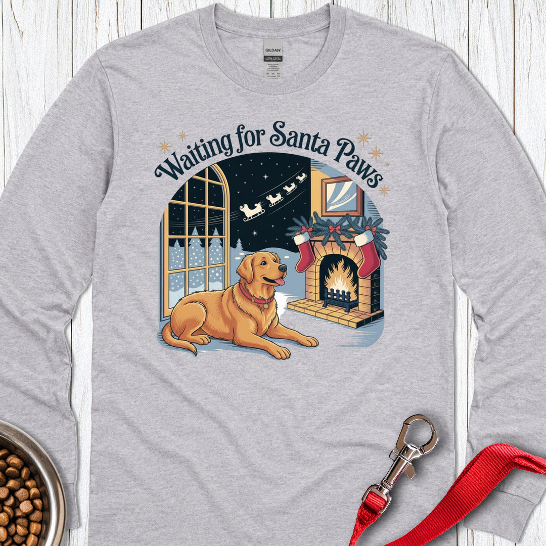 Golden Retriever Santa Paws Christmas Long Sleeve — Sport Grey