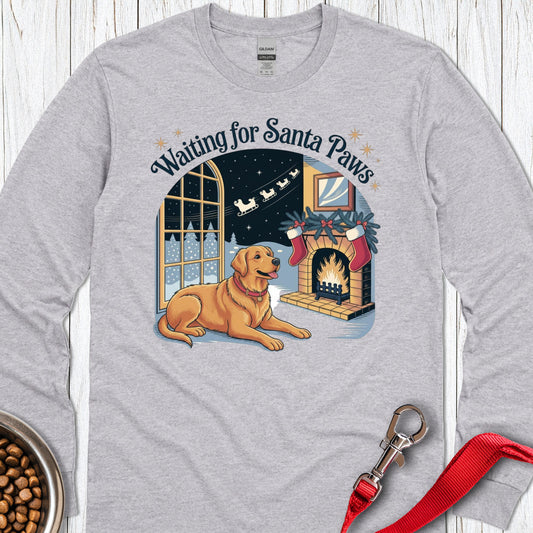 Golden Retriever Santa Paws Christmas Long Sleeve Sport Grey
