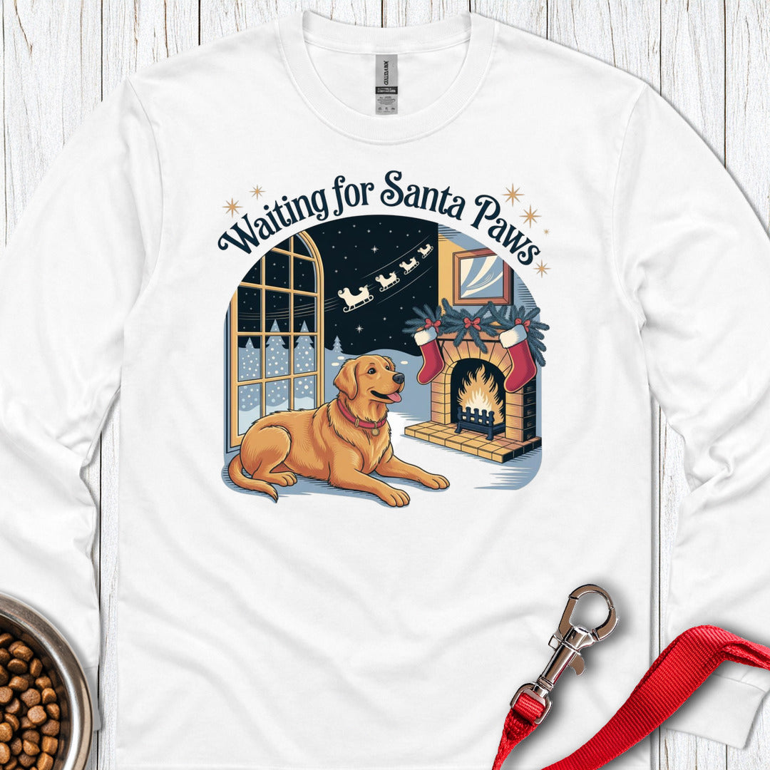 Golden Retriever Santa Paws Christmas Long Sleeve — White
