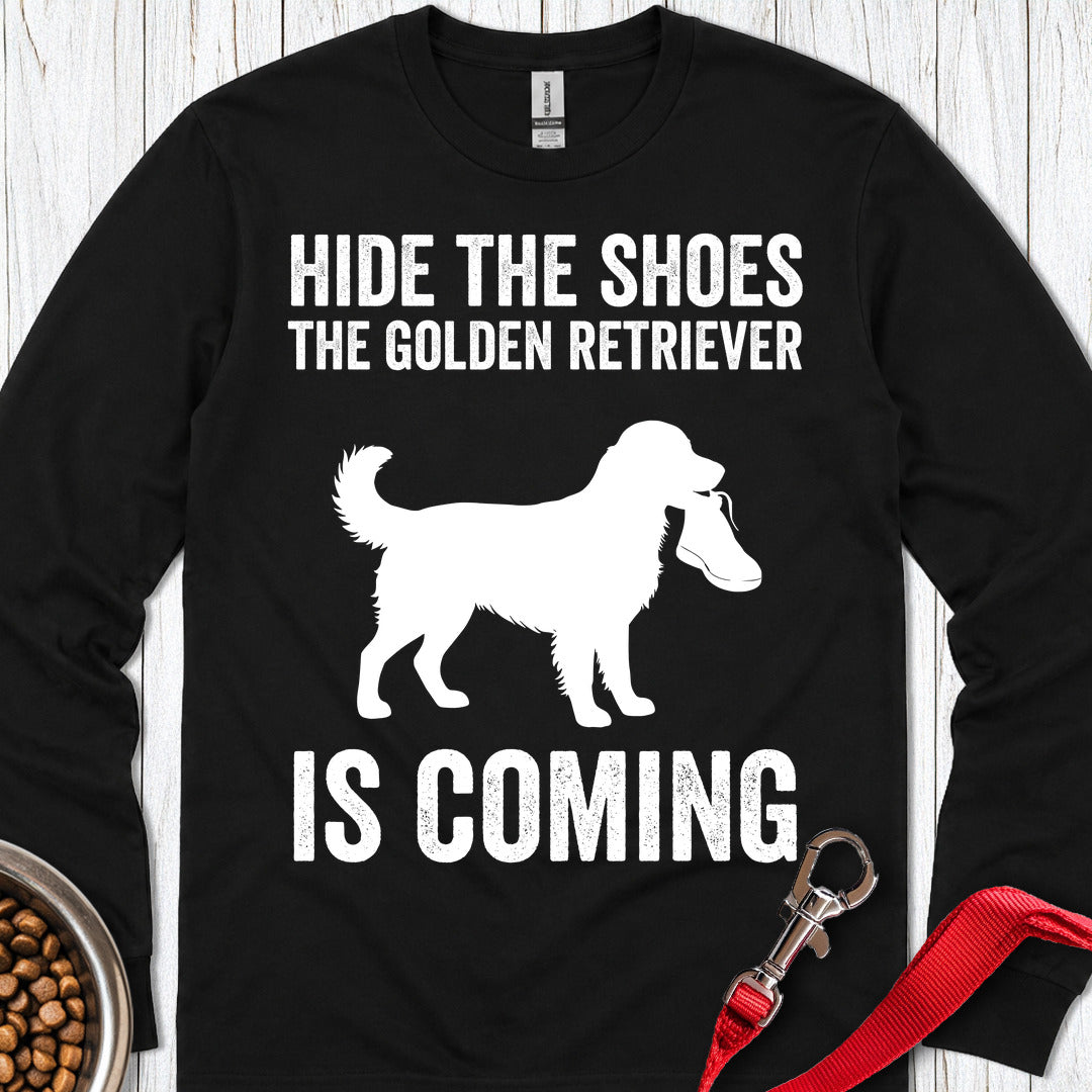Golden Retriever Shoe Stealer Long Sleeve — Black