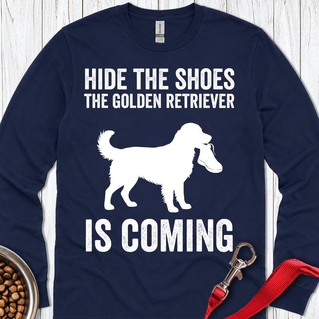 Golden Retriever Shoe Stealer Long Sleeve — Navy